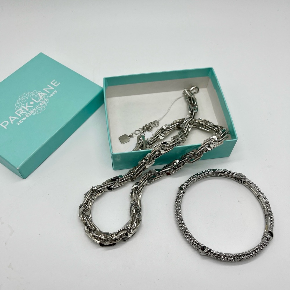Park Lane Silver Tone 18” Links Necklace NWT and Bracelet